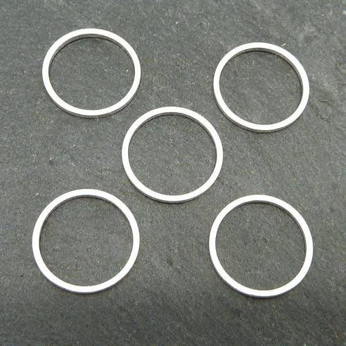 R-5 anneaux fermés rond 15mm en métal argenté fin brillant blanc 