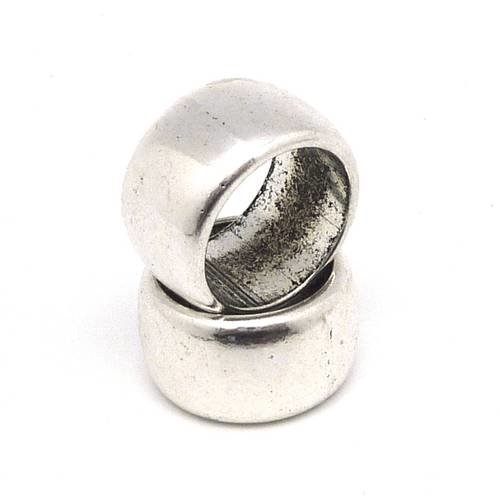 1 grosse perle anneau, cylindre lisse 23mm en métal argenté - perle poussoir foulard 