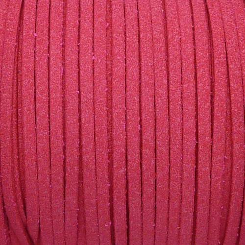 2m cordon daim synthétique de couleur rose fuschia 2,5mm