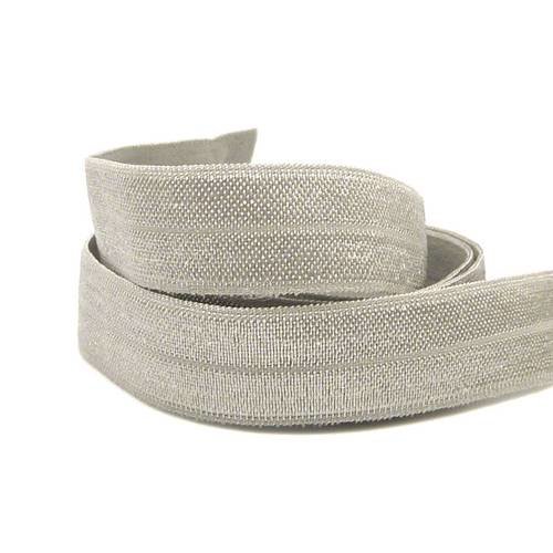 1m ruban élastique 15mm gris clair argenté uni effet soyeux légèrement brillant  headband, couture 