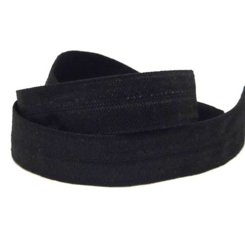 1m ruban élastique 15mm noir uni effet soyeux légèrement brillant  headband, couture 
