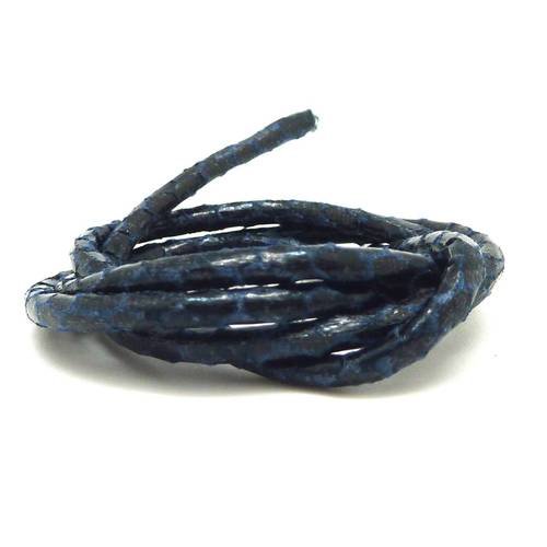 50cm cordon simili cuir 2,5mm imitation serpent écaille bleu marine tendance chic 