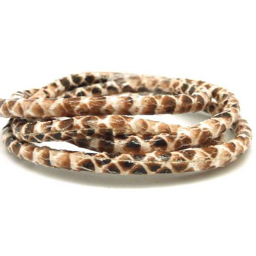 50cm cordon simili cuir 2,5mm imitation serpent écaille dégradé de marron noisette, beige, crème tendance chic