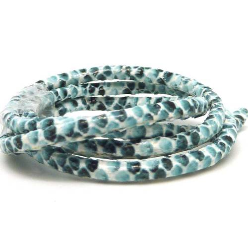 50cm cordon simili cuir 2,5mm imitation serpent écaille dégradé de bleu pastel, vert d'eau, blanc, noir