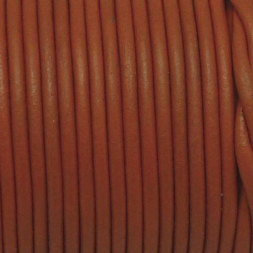 2m cordon cuir rond 2,5mm de couleur orange citrouille tangerine mat 