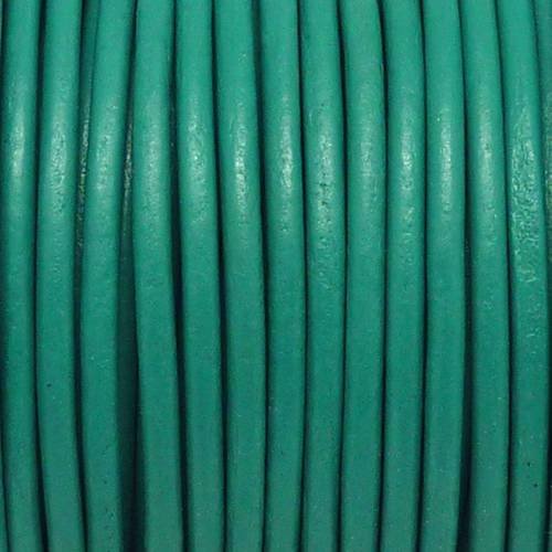 2m cordon cuir rond 2,5mm de couleur bleu vert turquoise 