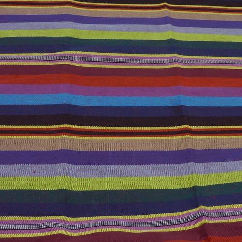 Coupon tissus ethnique aztèque style bohème à rayure multicolore 45cm x 140cm vert anis, rouge, bleu turquoise, 
