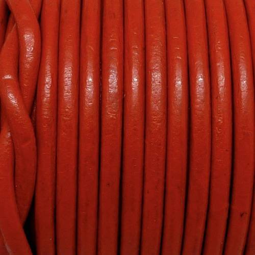 1m cordon cuir rond 4mm de couleur rouge vif 