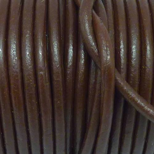 1m cordon cuir rond 4mm de couleur marron foncé