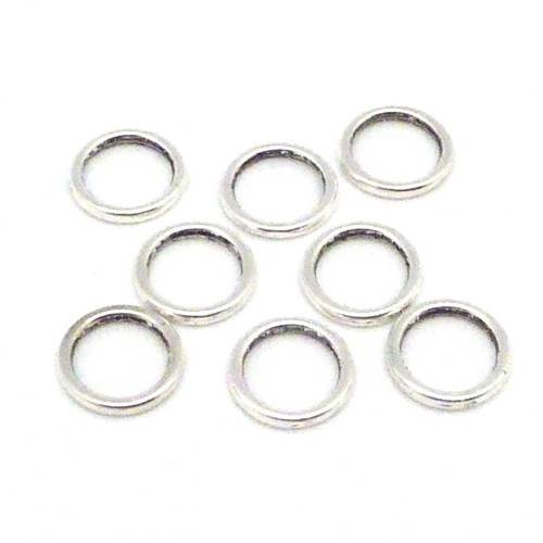 50 anneaux fermés cercles 10mm en métal argenté
