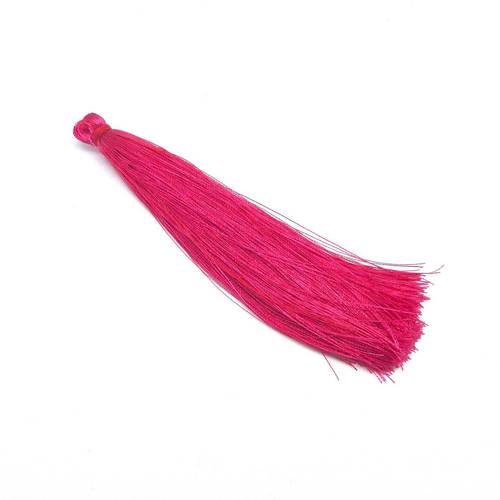 1 grand pompon de couleur rose fuchsia, rose vif soyeux doux et brillant en rayonne : fil de soie artificielle : viscose 