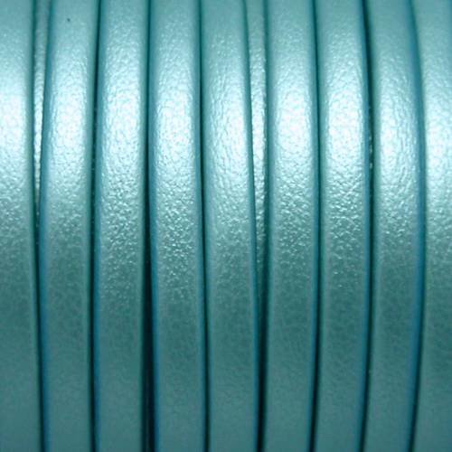 R-75cm lanière simili cuir 3mm de couleur bleu clair effet métallisé très belle qualité 