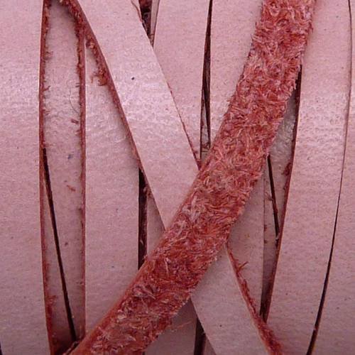 1m de lanière cuir plat 3mm de couleur rose pâle - cuir veritable 