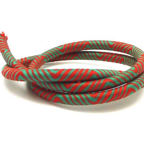 50cm cordon 5mm en nylon tissé autour d'un cordon plastique embout creux de couleur vert et rouge -style
