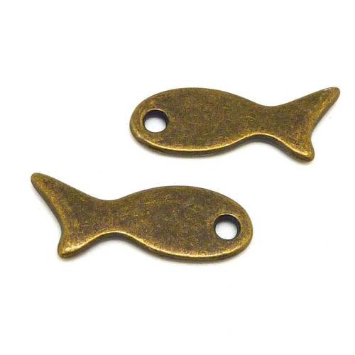 R-3 breloques poisson, pendentif poisson 30mm en métal de couleur bronze