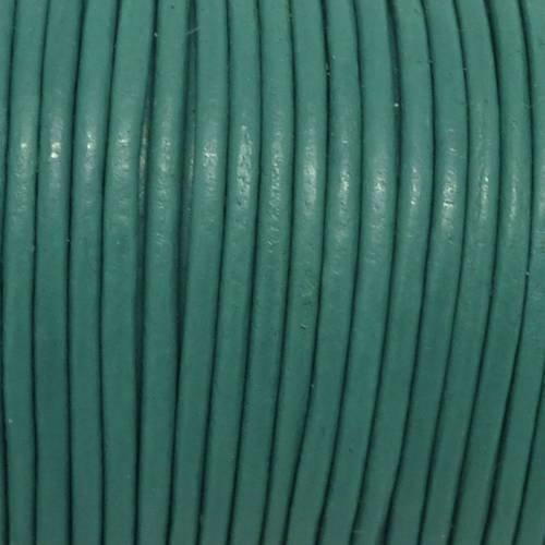 2m cordon cuir rond 2mm de couleur bleu vert turquoise