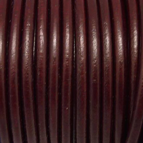 1m cordon cuir rond 4,5mm de couleur rouge marsala, bordeaux lie de vin- cuir veritable 