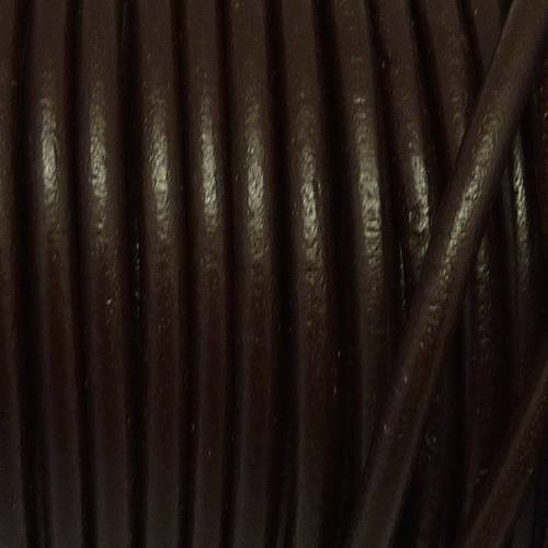 1m cordon cuir rond 4,5mm de couleur marron foncé - cuir veritable 