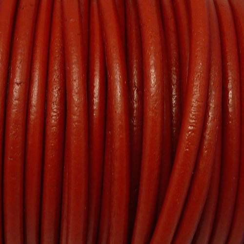 1m cordon cuir rond 4,5mm de couleur rouge - cuir veritable