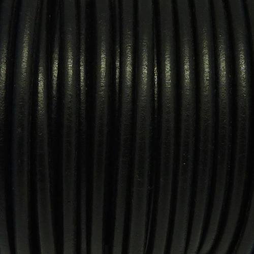 1m cordon cuir rond 4,5mm de couleur noir - cuir veritable 