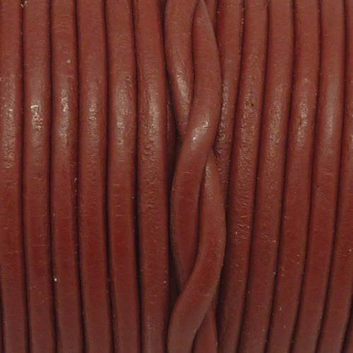 2m cordon cuir rond 3mm de couleur bordeaux, rouge marsala