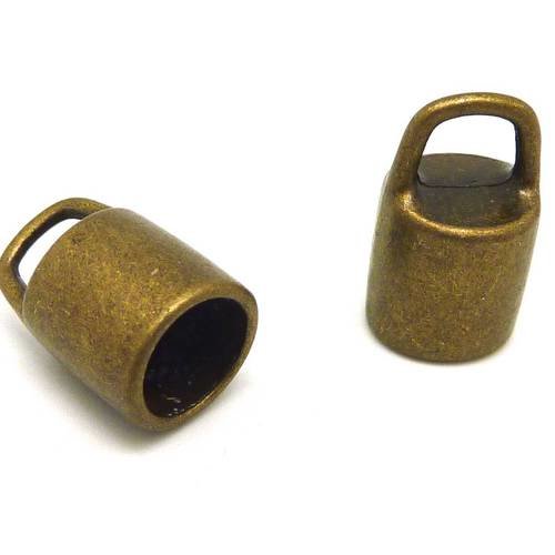 4 embouts pour cordon de 8,5mm en métal de couleur bronze lisse 