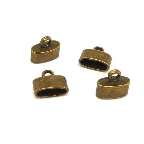 10 embouts ovale pour cordon ou lanière 9,9mm x 3,8mm en métal de couleur bronze 