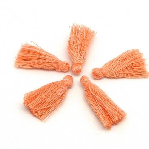 Lot de 5 petits pompons orange pâle, corail clair 2,5cm en polyester 