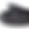 20cm de lanière cuir plat 10mm noir avec chainette en métal argenté au centre - cuir veritable haute qualite