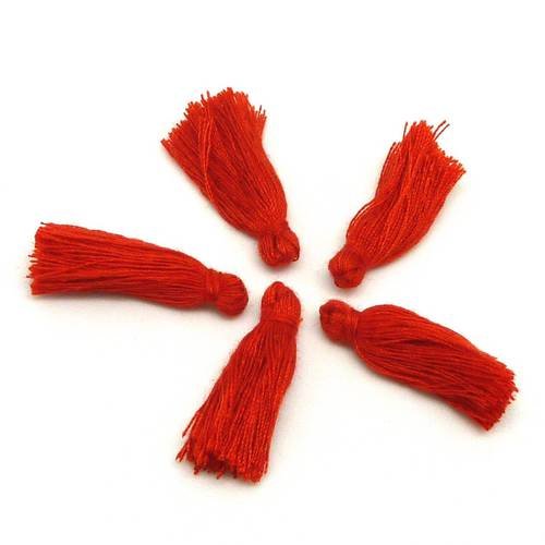 Lot de 5 petits pompons rouge 2,5cm en polyester et coton 