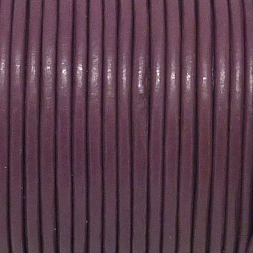 2m cordon cuir rond 2mm de couleur violet rose