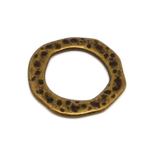 2 anneaux connecteur 29,8mm pendentif irrégulier martelé en métal de couleur bronze