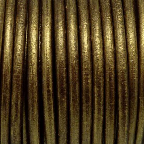 20cm de cordon cuir rond 4,5mm de couleur doré marbré - cuir veritable europe 