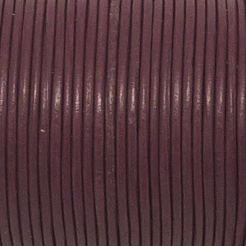 2m cordon cuir rond 1mm de couleur violet rose 
