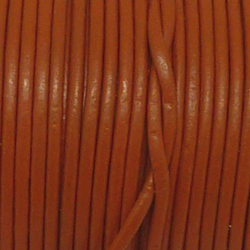 2m cordon cuir rond 1,5mm de couleur orange citrouille tangerine 