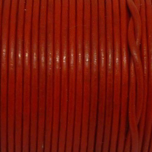 2m cordon cuir rond 1,5mm de couleur rouge vif 