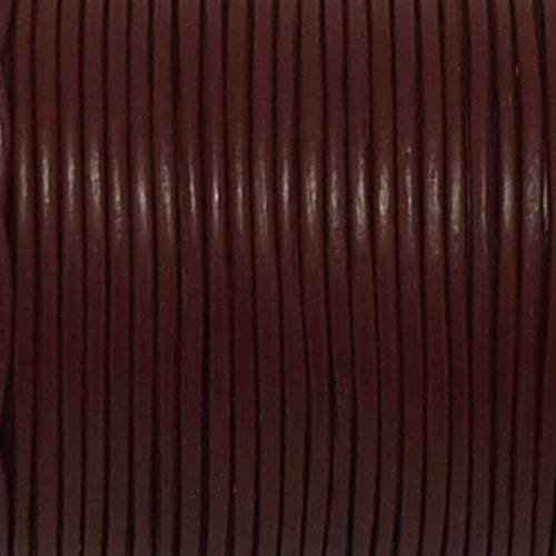 2m cordon cuir rond 1mm de couleur bordeaux, rouge marsala