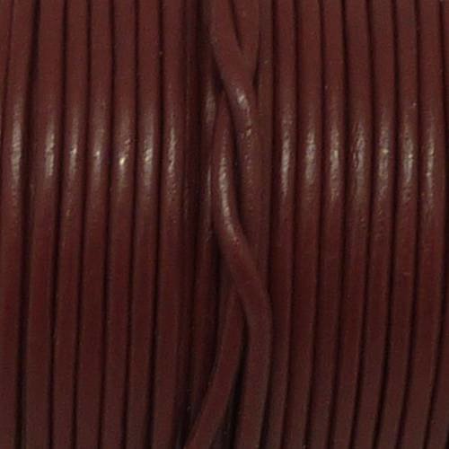 2m cordon cuir rond 1,5mm de couleur bordeaux, rouge marsala