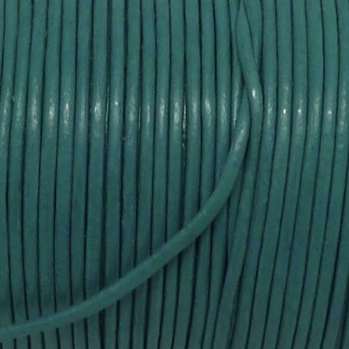 2m cordon cuir rond 1mm de couleur bleu vert turquoise 