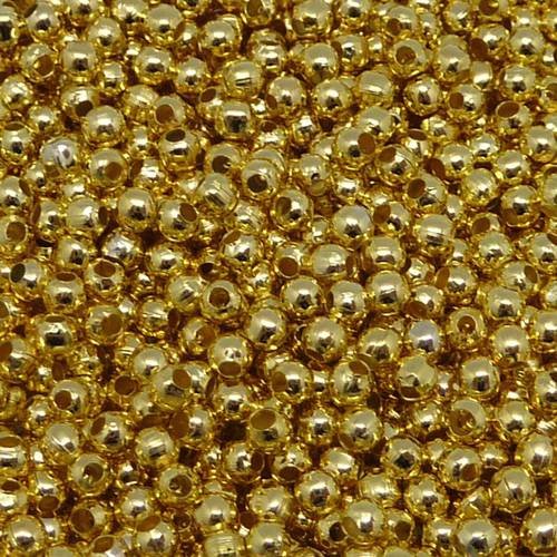 10g soit environ 400 petites perles fines et légères en métal doré ronde lisse 2,5mm
