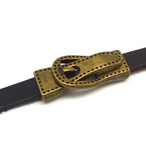 Fermoir aimanté boucle ceinture pour lanière de 6mm - 7mm en métal de couleur bronze travaillé