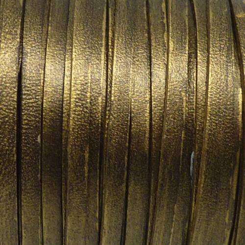 R-70cm de lanière cuir plat 3mm de couleur doré chambré