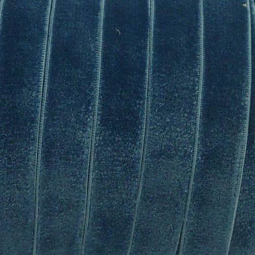 1m ruban élastique plat velours 10mm bleu jeans pour headband par exemple 
