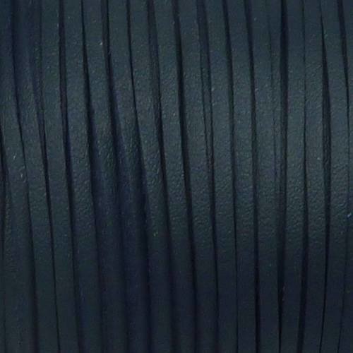5m cordon plat cuir synthétique de couleur bleu marine 2,5mm 
