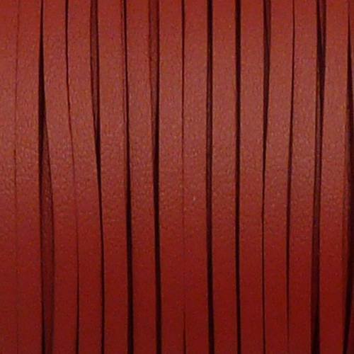 5m cordon plat cuir synthétique de couleur rouge bordeaux 2,5mm 