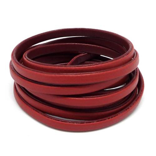 1,6m cordon plat cuir synthétique bicolore rouge / bordeaux marsala 5mm 