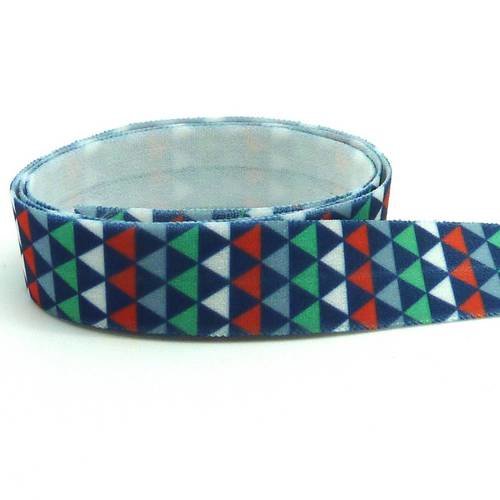 1m ruban élastique 15mm motif géomètrique pour headband par exemple de couleur rouge, bleu marine, vert, blanc 