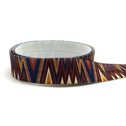 1m ruban élastique 15mm motif zig zag triangle géométrique pour headband par exemple de couleur bleu marine,