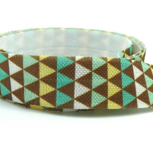 1m ruban élastique 15mm motif géomètrique pour headband par exemple de couleur nude vert pastel , vert opaline, 