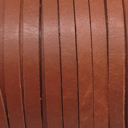 1m cuir plat largeur 5mm de couleur marron caramel feuille morte - cuir veritable
